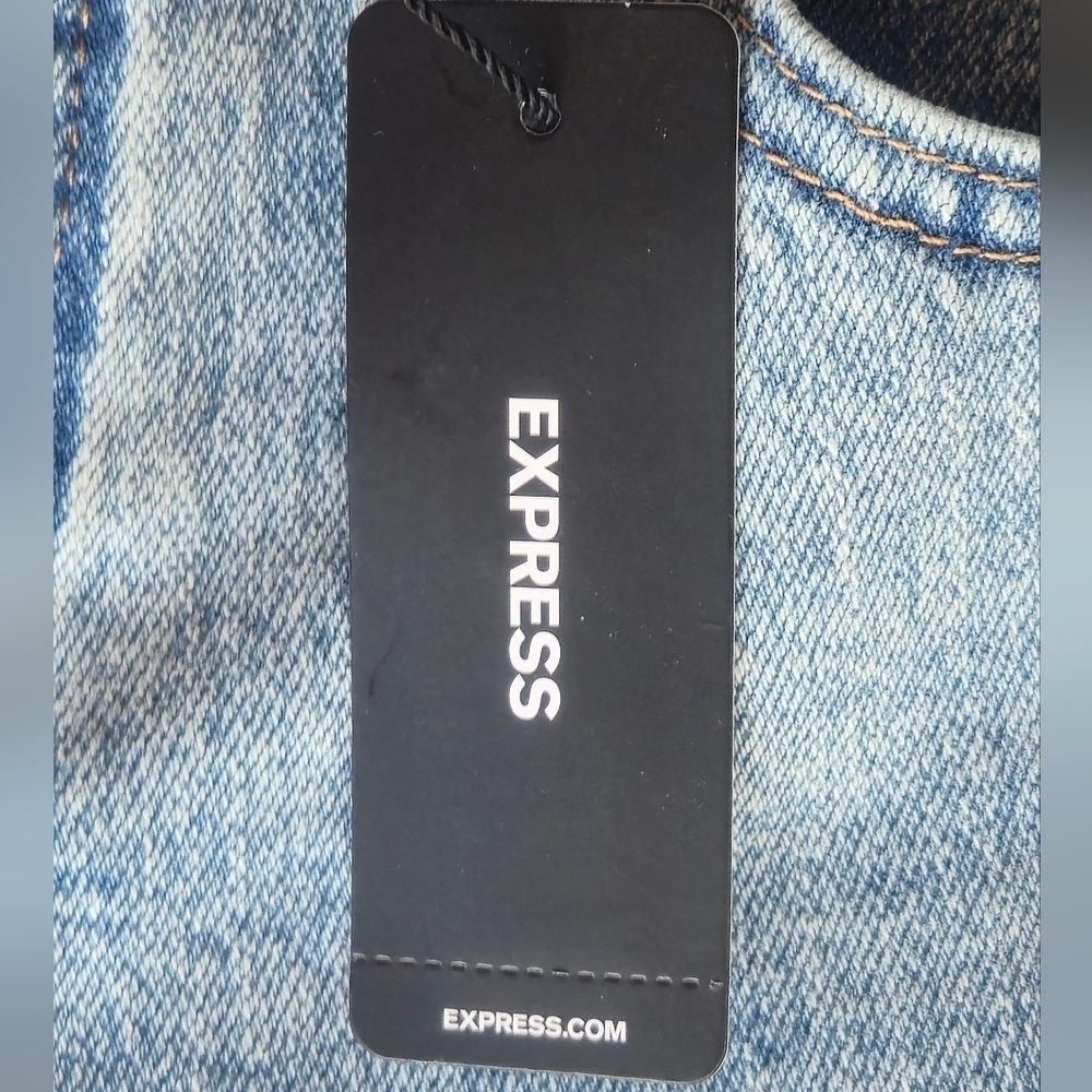 Express 70s Flare Mid Rise Stretch Light Blue Flare Jeans Size 2R - Picture 4 of 11